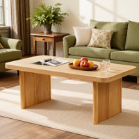 47.2" Modern Farmhouse Coffee Table with Solid Pine Legs & Rounded Corners by Latitude Run