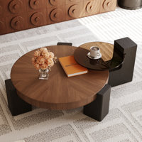 Modern Nesting Coffee Table Solid Wood Round Table For Living Room by Latitude Run