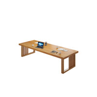 78.74"Modern Minimalist Natural-Pine Large Slab Rectangular Conference Table by Latitude Run