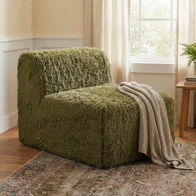Cathryn Faux Fur Foam Modular Compressed Armless Chair by Hokku Designs