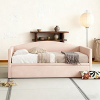 Daybed with Extended Pop Up Trundle, Upholstered Sofa Bed Daybed, by Red Barrel Studio