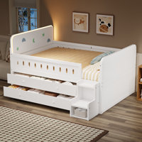 Full Size Bed with LED Light, Storage Drawers & Ladder for Kids’ Room by Latitude Run