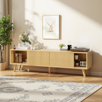 63" Scandinavian Style Tv Stand With Adjustable Shelves, Media Console For Tvs Up To 70"
