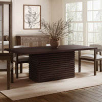 Liora 84-Inch Modern Minimalist Solid Wood Rectangular Dining Table by George Oliver