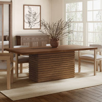 Liora 84-Inch Modern Minimalist Solid Wood Rectangular Dining Table by George Oliver