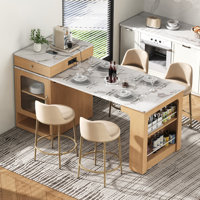 Extendable Storage Kitchen Island with Double-sided Storage and Power Outlet by Lark Manor