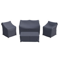 Serene Acacia Wood Outdoor Conversation Set Group Seating Patio Furniture Covers by Arlmont & Co.