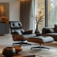 Pu Leather Swivel Lounge Chair With Ottoman by George Oliver