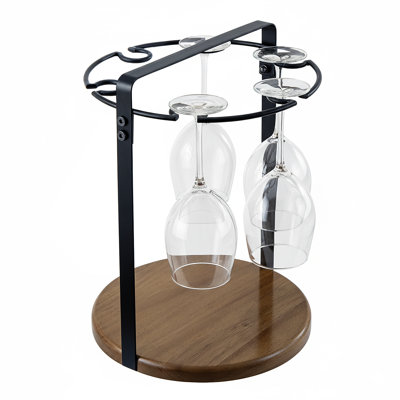 Metal Wood Wine Glass Rack Holder by 17 Stories