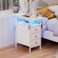 Set of 2 Narrow Dresser with Charging Station White Dresser with 3 Drawer Slim Chest of Drawer by Ebern Designs