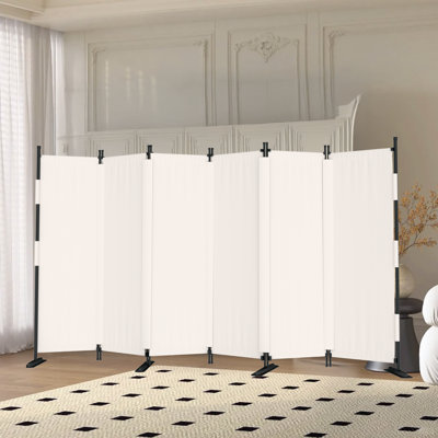 Room Divider 6 Panel Upgrade Seamless Folding Privacy Screens 132" Portable Room Partition For Room Separator Freestanding Wall Divider For Office Bed