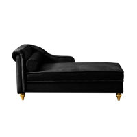 Space-saving Black Velvet Indoor Chaise Lounge With Storage, Modern Style by Everly Quinn