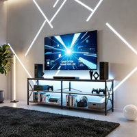 3 Tier Metal Frame Tv Stands With Led Lighting by 17 Stories