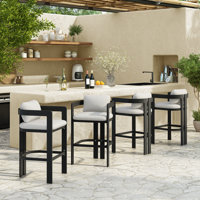 Colligan Modern Contemporary Outdoor Aluminum Counter Stool with Ergonomic Fabric Seat