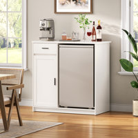 Mini Fridge Cabinet,Coffee Bar Cabinet With Fridge Space & Wine Storage With Outlets,Fits 24" Fridge,Mini Fridge Stand,Buffet Sideboard Table Wine Cab by Hokku Designs