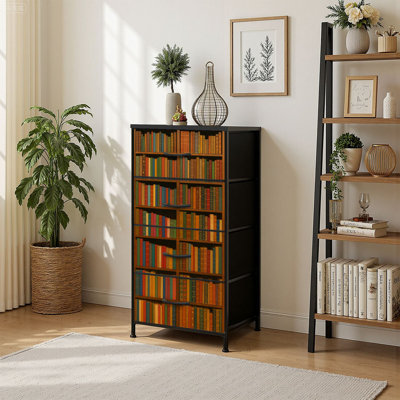 4 Drawer Vertical Storage Dresser Old Books With Wood Top Fabric Pull Drawers by Dakota Fields