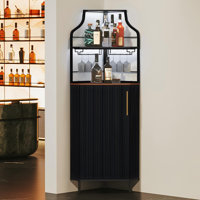 59.05" Tall Corner Bar Storage Cabinet with Wine Rack & Lights