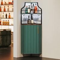 59.05" Tall Corner Bar Storage Cabinet with Wine Rack & Lights by Mercer41