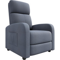 Recliner Chair for Adults, PU Leather Lazy Recliner Ergonomic Adjustable Single Sofa Enhanced with Side Pocket, Tall Back, Wide Arms & Padded Seat, Ho by Latitude Run