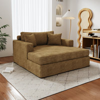 Oversized Chenille Slipcovered Chaise Lounge Chair,Upholstered Sleeper Sofa Bed by Latitude Run
