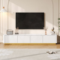 Luxury Fluted Cilla For Tvs Up To 85 Inches, Faux Marble Tabletop Media Console With 4 Drawers, Curved Profile Design, Modern Entertainment Center Wit by Gracie Oaks