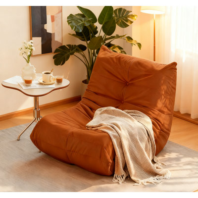 Luxury Accent Chair Button-Tufted Detail Orange Microfiber Comfy Chair Living Room Furniture by Hokku Designs