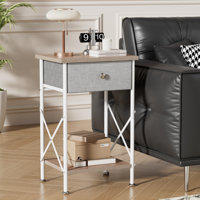 Fabric Drawer Nightstand With Open Shelf, Small Bedside Table For Bedroom by 17 Stories