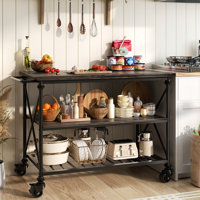 3-Tier Kitchen Table With Wheels And Storage Shelves by 17 Stories