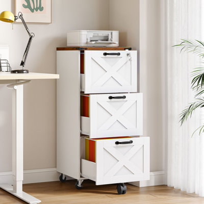Wheeled Printer Stand, Farmhouse Style File Organizer by Inbox Zero