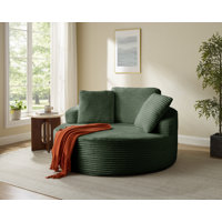 Oversized Round Chair Lounge Chaise Indoor, 55.1-Inchupholstered Corduroy Deep Seat Cloud Large Circle Sofa Chair, No Assembly Required, Round Boneles by Wrought Studio