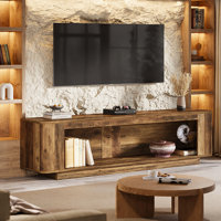70.9-Inch Farmhouse TV Stand with LED Lights and Open Storage
