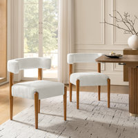 Lambrecht Modern Chenille Dining Chairs with Solid Wood Legs (Set of 2) by Corrigan Studio