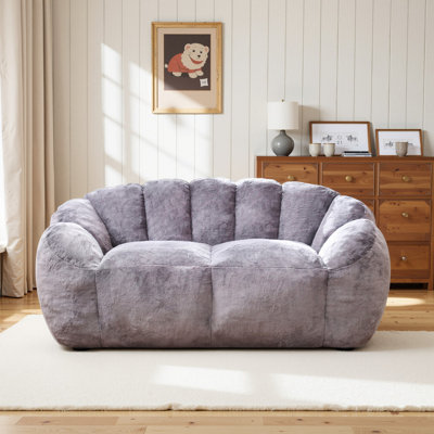 Velvet Fabric Loveseat Bean Bag Chair Foam Filled by Trule