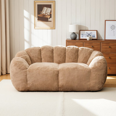 Velvet Fabric Loveseat Bean Bag Chair Foam Filled by Trule