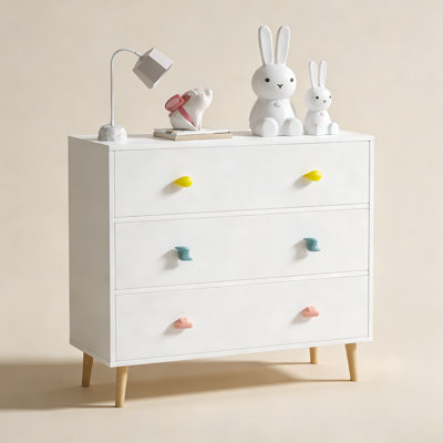 Kids 3 Drawer Dresser, Baby Nightstand for Bedroom, Storage Cabinet for Toddler Child for Living Room, Toddler Room, Nursery, Closet by Ebern Designs