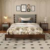 Modern King Bed Frame Set With 2 Nightstands, Light Gray Wood Platform Bed With Headboard And Matching Bedside Tables For Bedroom by Red Barrel Studio