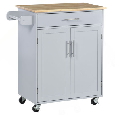 Kitchen Island Cart Rolling Trolley Cart With Drawer, Storage Cabinet & Towel Rack by Ebern Designs