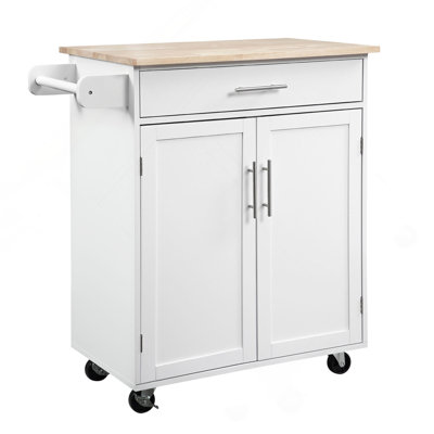 Kitchen Island Cart Rolling Trolley Cart With Drawer, Storage Cabinet & Towel Rack by Ebern Designs