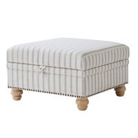 Laura Farmhouse Ottoman With Solid Wood Legs