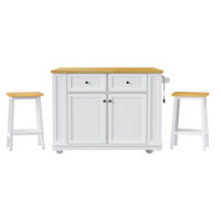 K&K 48Inch Large Kitchen Island With 2 Bar Stools by Ophelia & Co.