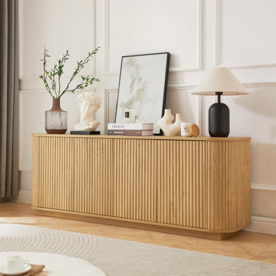 Sideboard Storage Cabinet TV Stand With Wave Pattern Buffet Cabinet Wooden Vertical Striped Cabinet For Kitchen/Bedroom/Entryway,64"W X 15"D X 24"H. by George Oliver