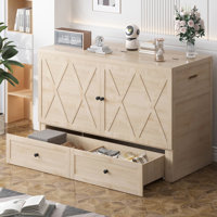 Queen Murphy Bed Cabinet With Charging Station - Solid Wood Wall Bed, 1200lbs Capacity, Extra Storage & Usb Ports(no Mattress Included)
