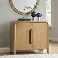 Backlund 36"W 2-Door Modern Natural Storage Oak Veneer Wood Cabinet with Adjustable Shelves by Ebern Designs
