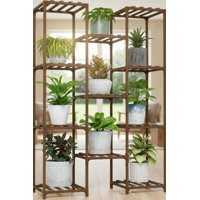 This Large Wooden Tall Plant Stand Can Be Used Both Indoors And Outdoors, Accommodating Up To 11 Potted Plants. It Is Suitable For Placement In The Li by Arlmont & Co.