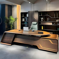 118.11"Modern Luxury Solid Wood Executive Desk