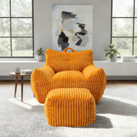 Plush Cloud-Like Bean Bag Chair & Ottoman Set - Soft Microsuede Lounger for Living Room/Playroom by Latitude Run