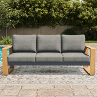 Modern Outdoor Aluminum 3-seat Sofa With Cushions, All-weather Metal Patio Furniture
