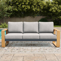 Modern Outdoor Aluminum 3-seat Sofa With Cushions, All-weather Metal Patio Furniture by Ebern Designs