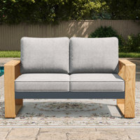 Modern Outdoor Aluminum 2-seat Loveseat With Cushions, All-weather Metal Patio Furniture