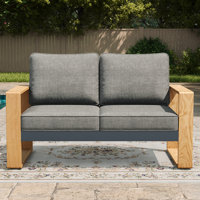 Modern Outdoor Aluminum 2-seat Loveseat With Cushions, All-weather Metal Patio Furniture by Ebern Designs